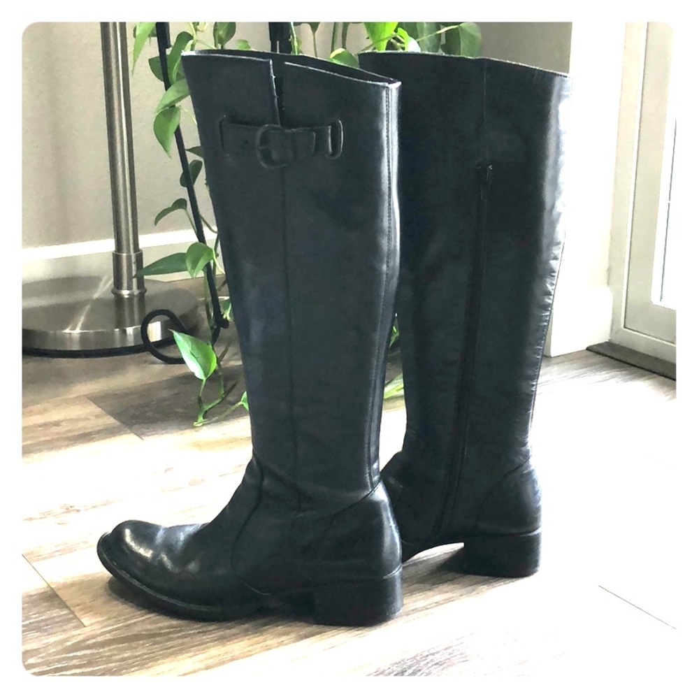 Black Distressed Tall Boots